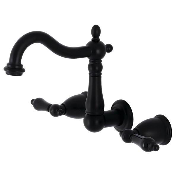 KS1250PKL Duchess Two-Handle Wall Mount Bathroom Faucet, Matte Black